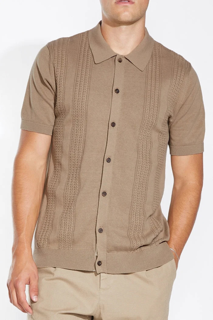 Civil Society Khaki Sweater Knit Textured Shirt/64830